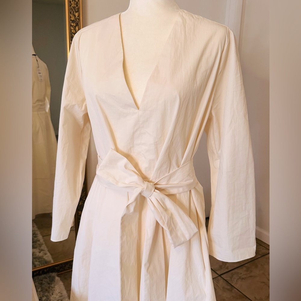 Zara Cream Long Sleeve Sundress V-Neck - Picture 4 of 5